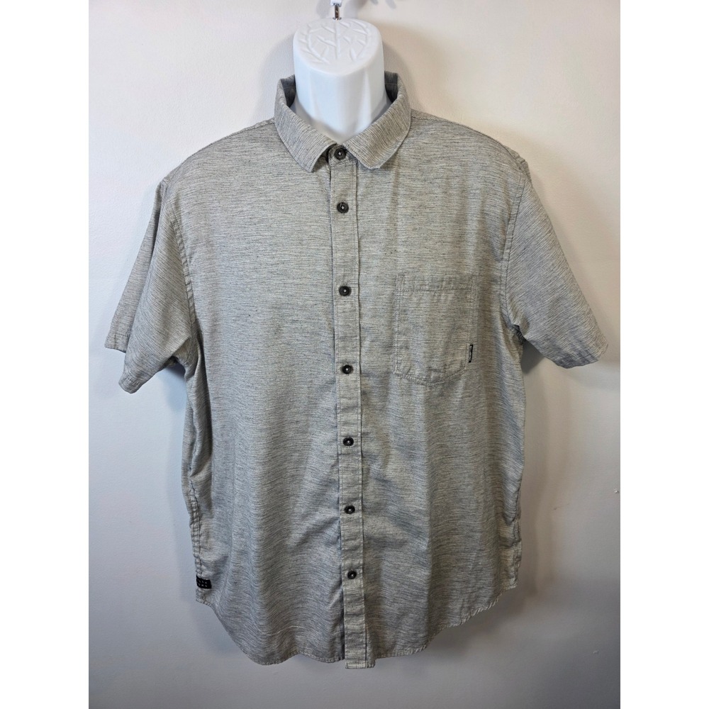 Billabong Mens XL Core Fit Short Sleeve Button Down Shirt Grey Heather